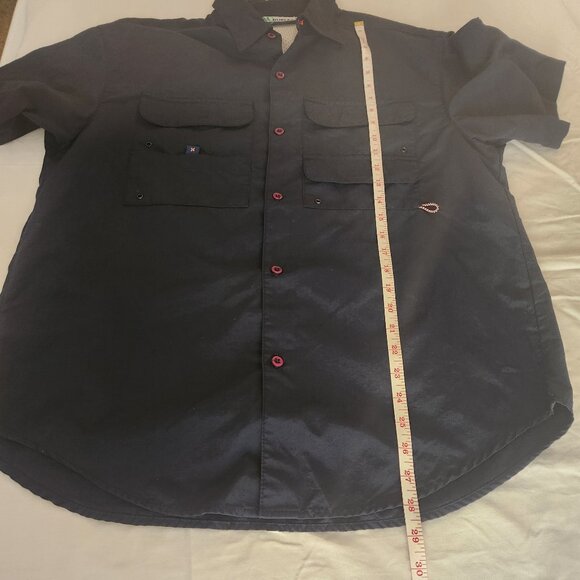 Hurley Navy Button Down Short Sleeve Work Shirt Size Medium - Picture 9 of 9